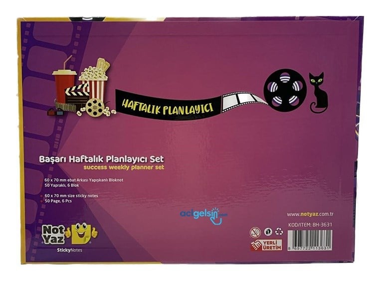Notyaz Sinema Yapışkanlı Not Kağıdı Haftalık Planlayıcı