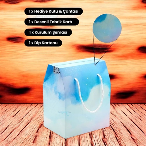 Ogtwo Elite Premium Konsept Tasarım Hediyelik Kutu Çanta Blue Sky Bag