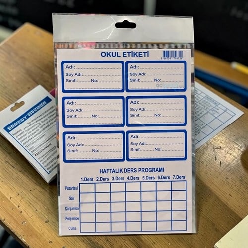 Okul Etiketi Haftalık Ders Programlı 3 Yaprak