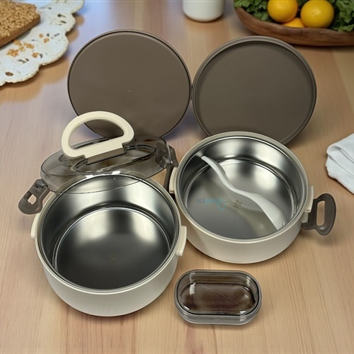 Paslanmaz Çelik Beslenme Kabı Çift Katlı Yuvarlak 1200 Ml