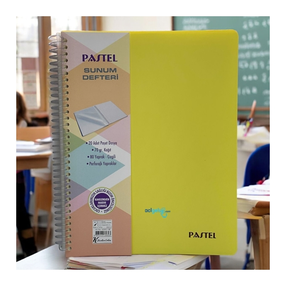 Pastel Sunum Defteri Spralli A4 80 Yaprak Çizgili