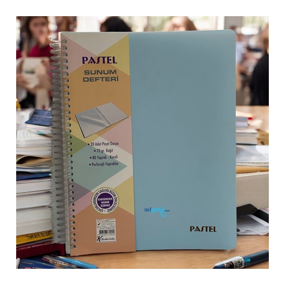 Pastel Sunum Defteri Spralli A4 80 Yaprak Çizgili