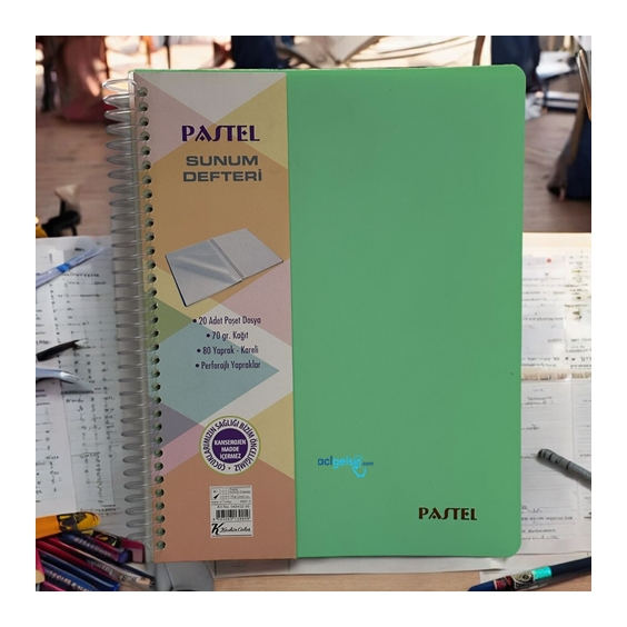 Pastel Sunum Defteri Spralli A4 80 Yaprak Çizgili