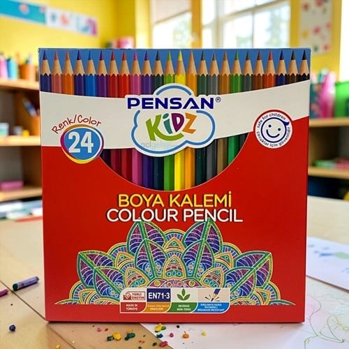 Pensan Kidz Kuruboya 24 Renk Tam Boya Kalemi