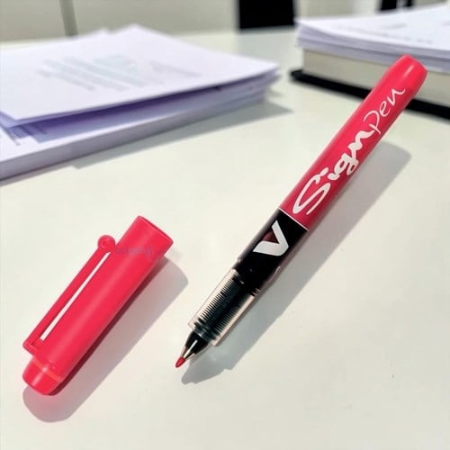 Pilot V- Sign Pen İmza Kalemi Kırmızı