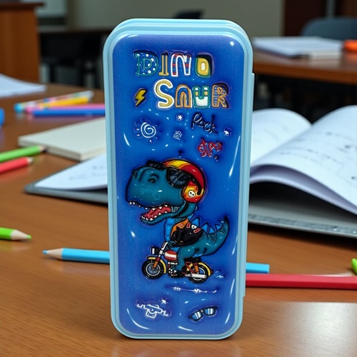 Polimer Dino Çift Bölmeli Kalem Kutusu