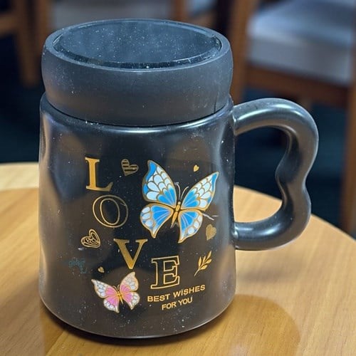 Porselen Kupa Bardak Aynalı Kapaklı Şirin Tasarım Mug