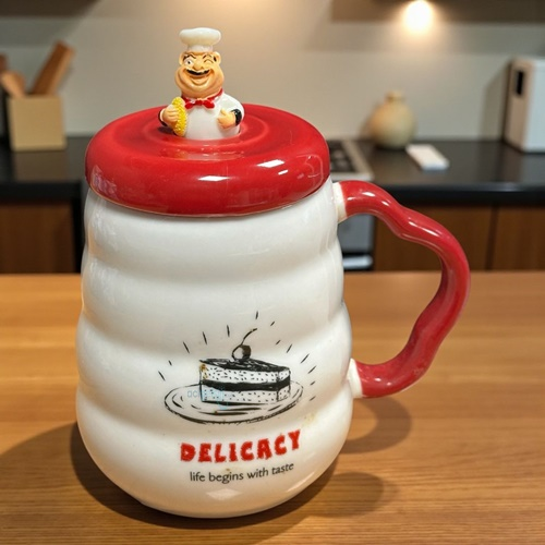 Porselen Kupa Bardak Kaşıklı Şirin Aşçı Tasarım Mug