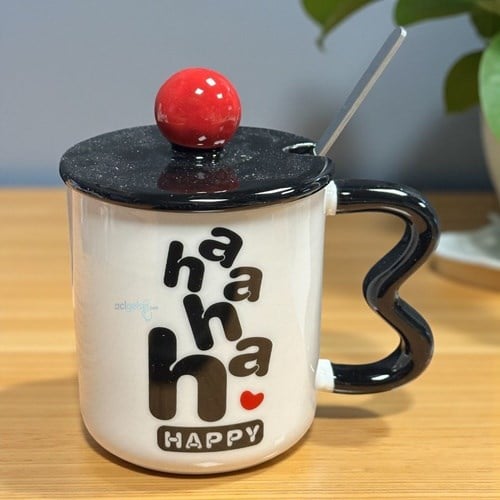 Porselen Kupa Bardak Kaşıklı Şirin Tasarım Mug