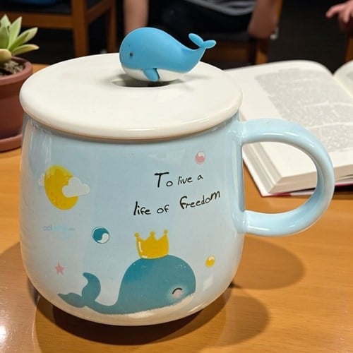 Porselen Kupa Bardak Kaşıklı Şirin Tasarım Mug