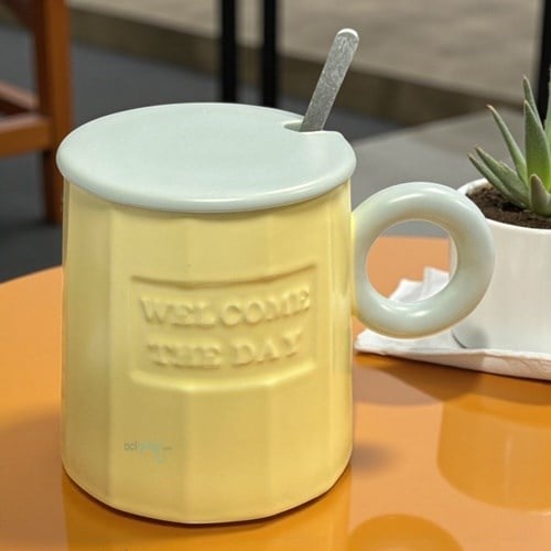 Porselen Kupa Bardak Kaşıklı Şirin Tasarım Mug