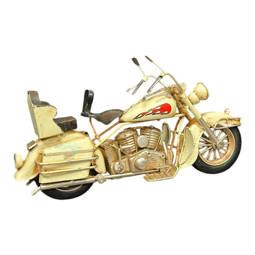 Retro Dekoratif Metal Beyaz Motorsiklet
