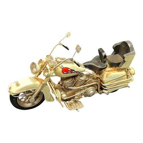 Retro Dekoratif Metal Beyaz Motorsiklet