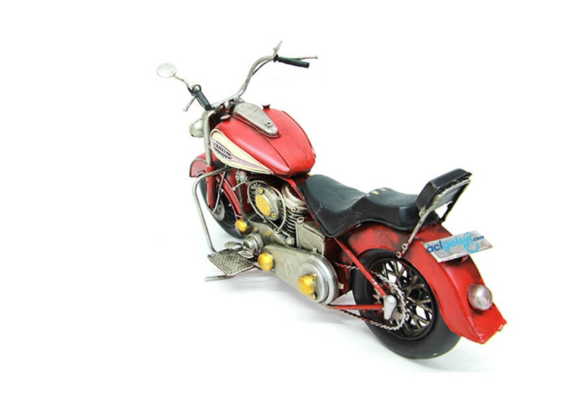 Retro Dekoratif Metal Kırmızı Motorsiklet