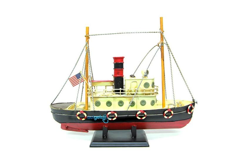 Retro Dekoratif Metal Kırmızı Siyah Gemi C0781