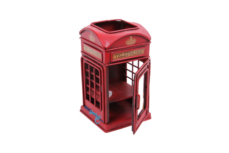 Retro Dekoratif Metal Londra Telefon Kulübesi Kalemlik