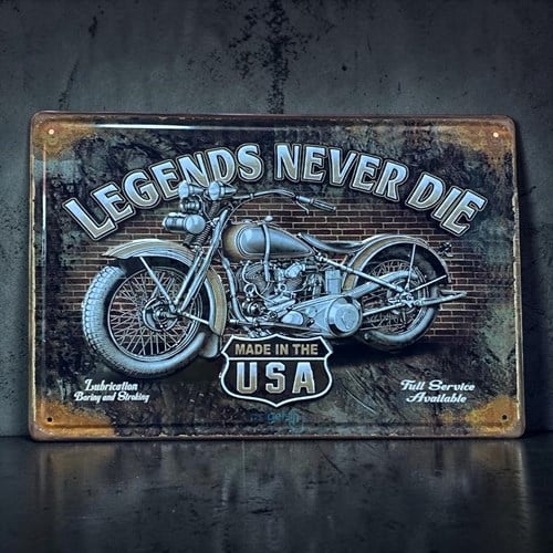 Retro Legends Never Die Metal Kabartma Plaka