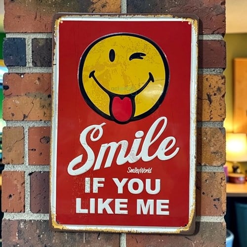 Retro Smile World Metal Kabartma Plaka