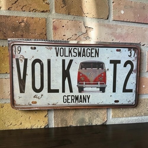 Retro Volkswagen T2 Metal Kabartma Plaka