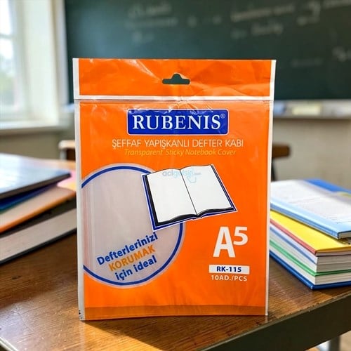 Rubenis A5 Yapışkanlı Defter Kabı 10lu Şeffaf
