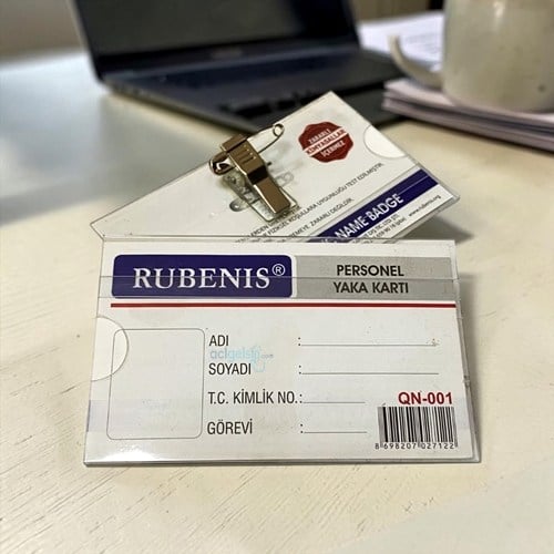 Rubenis İğneli Şeffaf Yaka Kartı