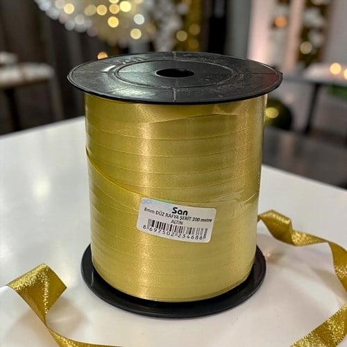 San Düz Rafya Şerit Sarı 8mmx200m