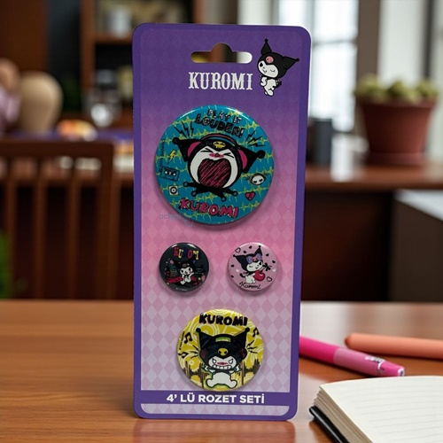 Sanrio Kuromi 4'lü Karışık Boy Rozet