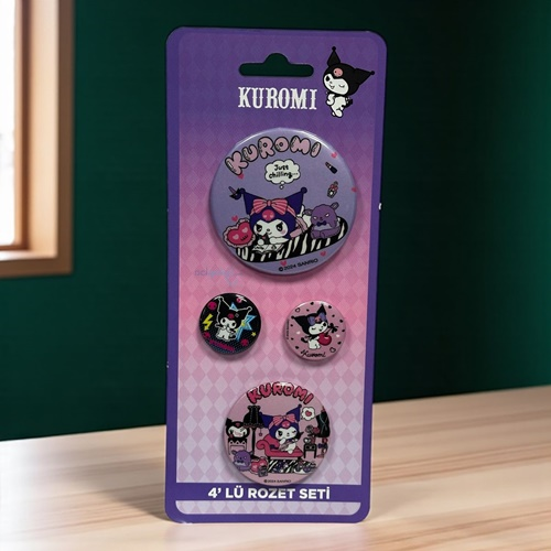 Sanrio Kuromi 4'lü Karışık Boy Rozet