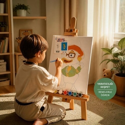 Sayılarla Boyama Tuval Seti 25x35 Boya Ve Fırça Ördek Model