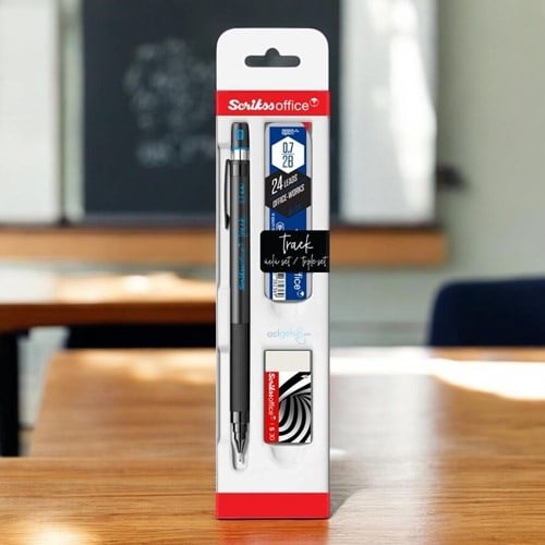 Scrikss Track 3'lü Set Mekanik Kurşun Kalem 0.7 Mm Mavi