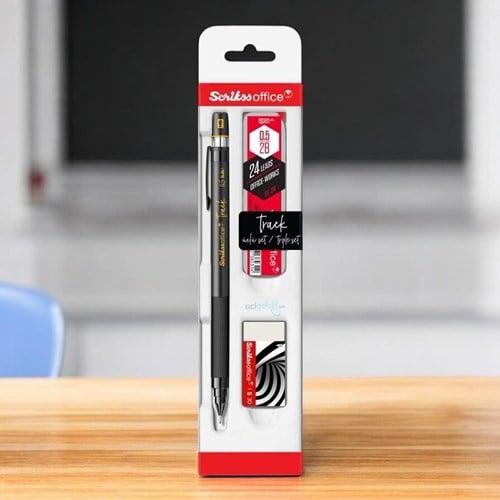 Scrikss Track 3'lü Set Mekanik Kurşun Kalem 0.5 Mm Altın Sarı