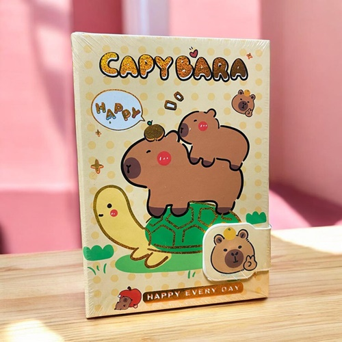 Sevimli Capybara Mıknatıslı Kapaklı Not Defteri A5 160 Yaprak