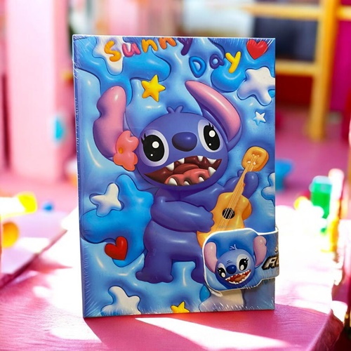 Sevimli Stitch Mıknatıs Kilitli Not Defterleri A5