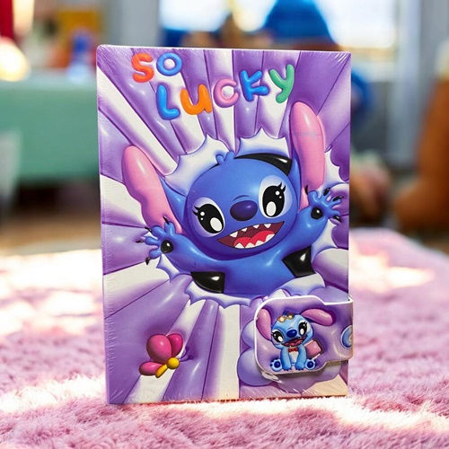Sevimli Stitch Mıknatıs Kilitli Not Defterleri A5
