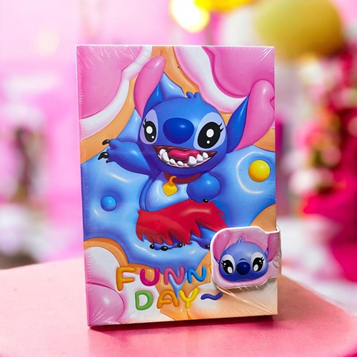 Sevimli Stitch Mıknatıs Kilitli Not Defterleri A5