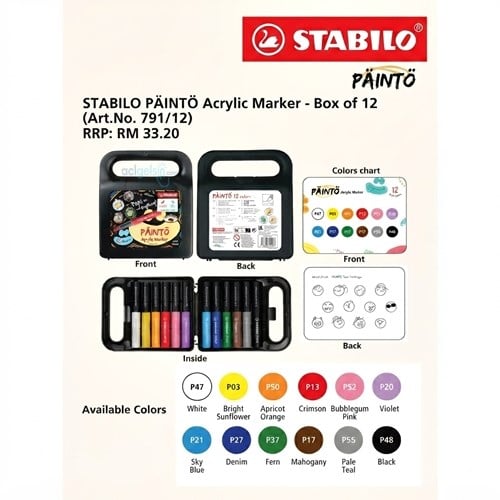 Stabilo Painto Akrilik Marker Set 12li Kutulu