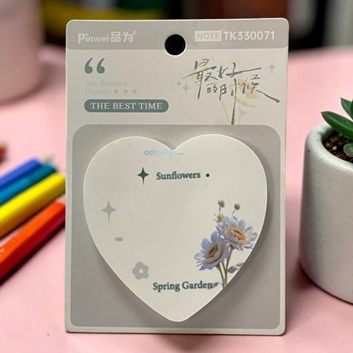 Sticky Note Kalp Desenli Yapışkanlı Not Kağıdı 60 Yaprak