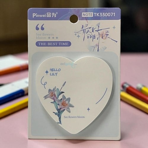 Sticky Note Kalp Desenli Yapışkanlı Not Kağıdı 60 Yaprak