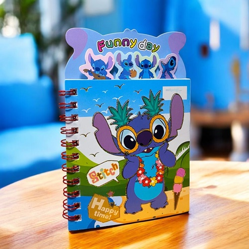 Stitch Ayraçlı Stickerli Not Defteri Renkli Desenli Sayfalar