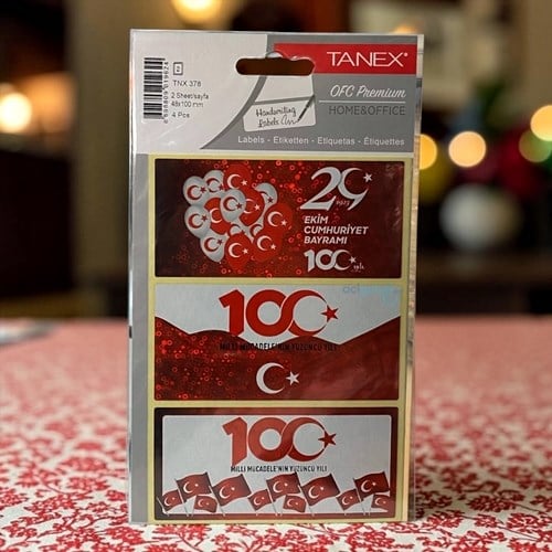 Tanex 48x100mm 100 Yıl Bayrak Hologramlı Etiketi 2 Yaprak