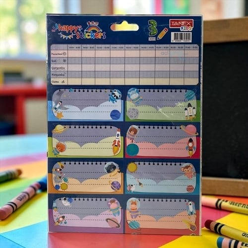 Tanex Kids Okul Etiketi Ders Programlı 3 Yaprak