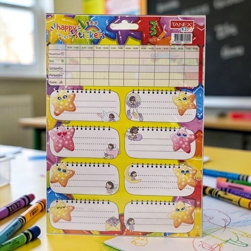 Tanex Kids Okul Etiketi Ders Programlı 3 Yaprak