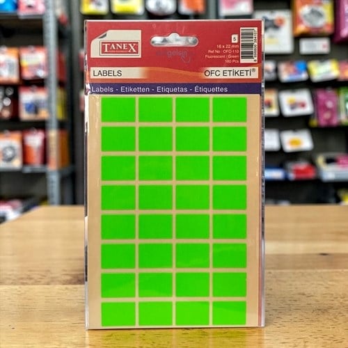 Tanex Ofis Etiketi Yeşil 16x22mm 160 Parça 5 Yaprak