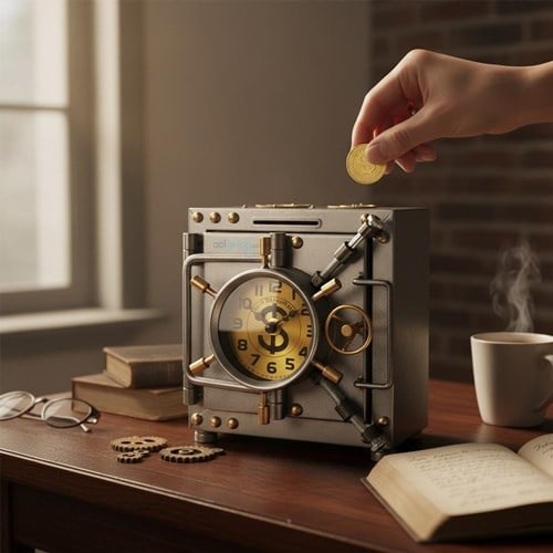 Taros Kare Saatli Metal Kasa Kumbara Gümüş