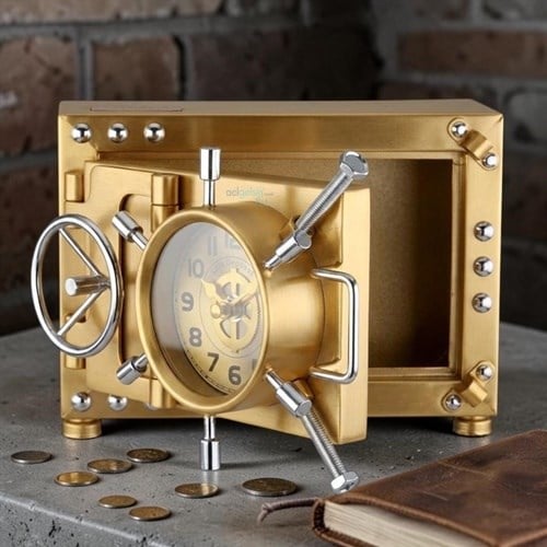 Taros Vintage Dikdörtgen Saatli Metal Kasa Kumbara Altın