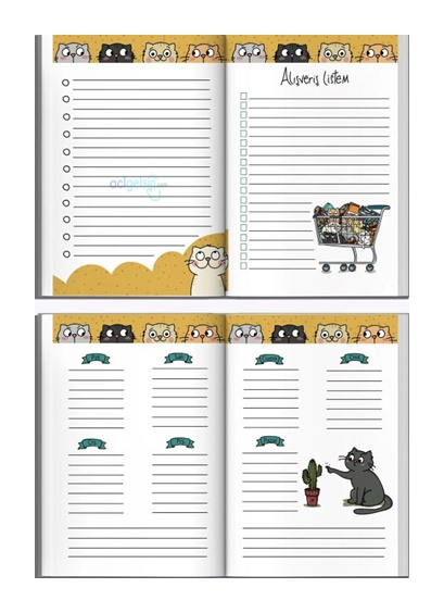 Thinkbook Zamansız Kedi Saatler Zamansız Ajanda