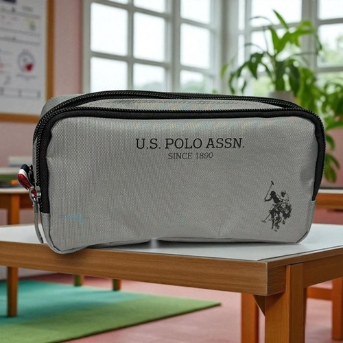 Us Polo Assn Çift Gözlü Kalem Kutusu Gri