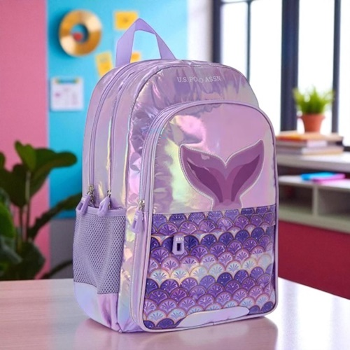 Us Polo Assn Mermaid Üç Gözlü Sırt Çantası Metalik Violet