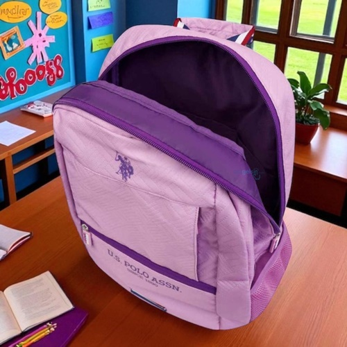 Us Polo Assn Üç Gözlü Sırt Çantası Pembe
