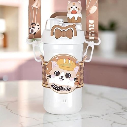 Vagonlife 490 Ml Kedi Figür Çelik Termos Paslanmaz Desenli Sızdırmaz